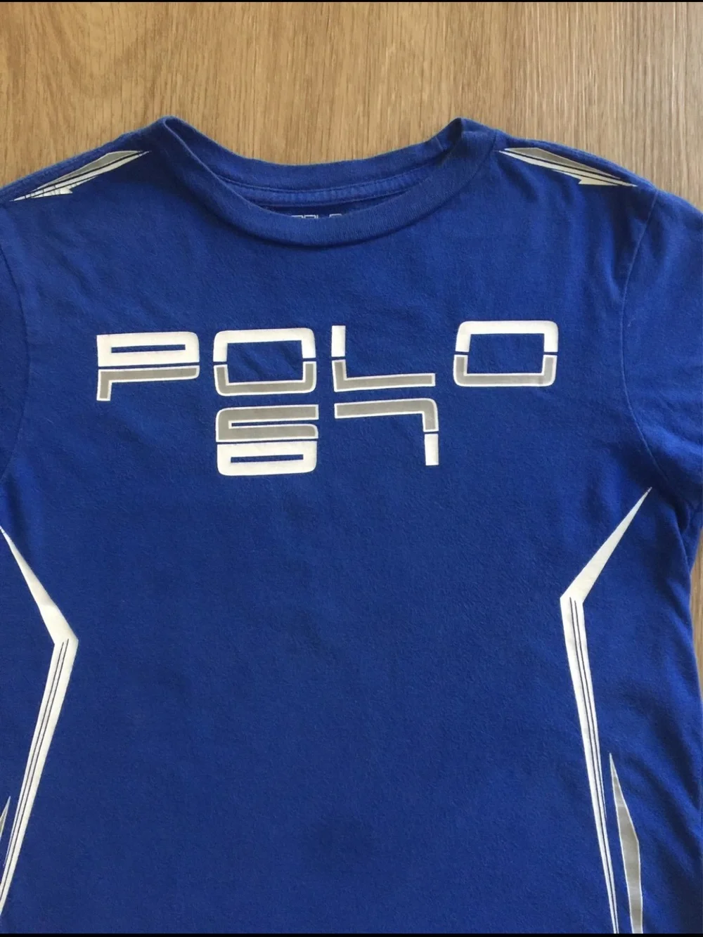 Polo by Ralph Lauren Boys' Blue Short Sleeve Graphic Tee with White Accents - Picture 2 of 3